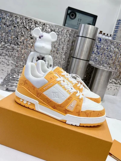 LV *Trainer - Yellow Monogram Denim White